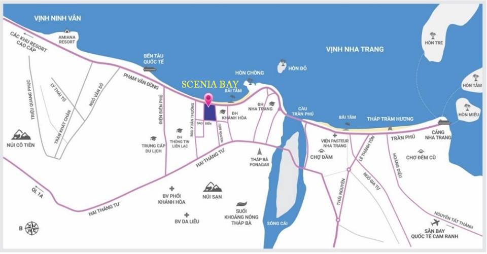 Vị trí 4 mặt tiền hướng ra những tuyến phố huyết mạch của Scenia Bay Nha Trang 